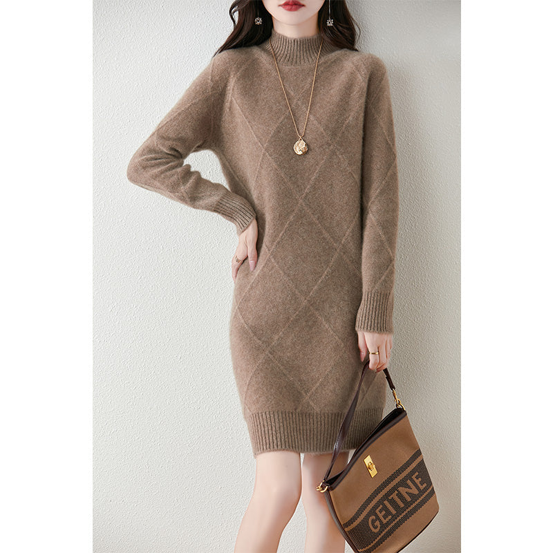 Damen Elegantes Winterkleid - Braun - Damen > Kleider - Concept Fashionlab