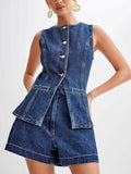 Nova Denim-Weste und Shorts-Set