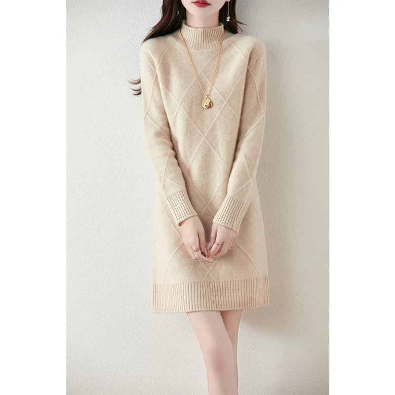 Damen Elegantes Winterkleid - Beige - Damen > Kleider - Concept Fashionlab