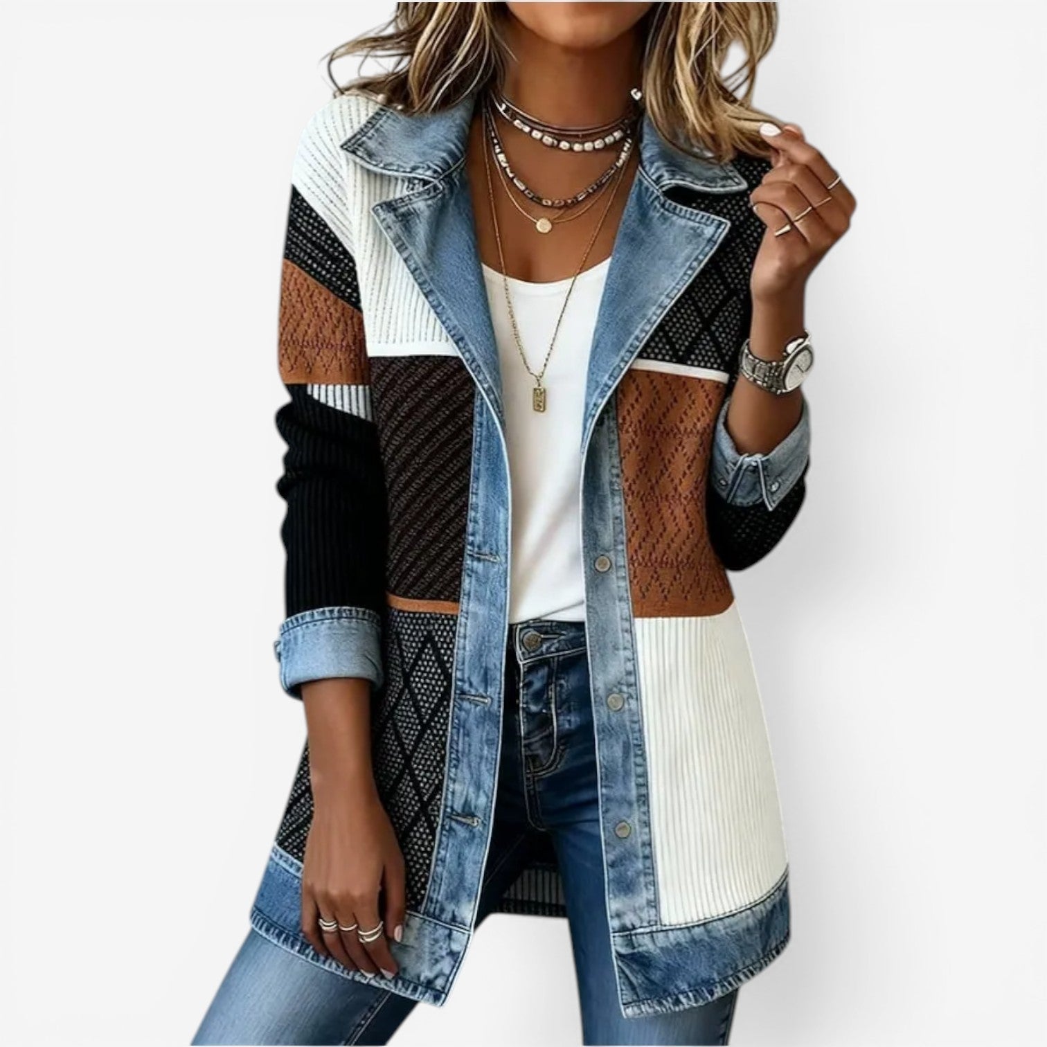 Emilia | Blazer aus Denim-Mix - Nebel - - Margaret & Rose
