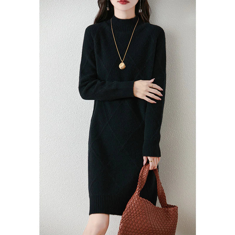 Damen Elegantes Winterkleid - Schwarz - Damen > Kleider - Concept Fashionlab