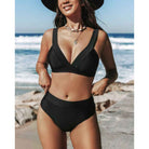 Hilde - Eleganter einfarbiger Badeanzug mit hohem Bund