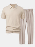Herren Polohemd mit V-Ausschnitt aus Wellen-Jacquard-Strick und