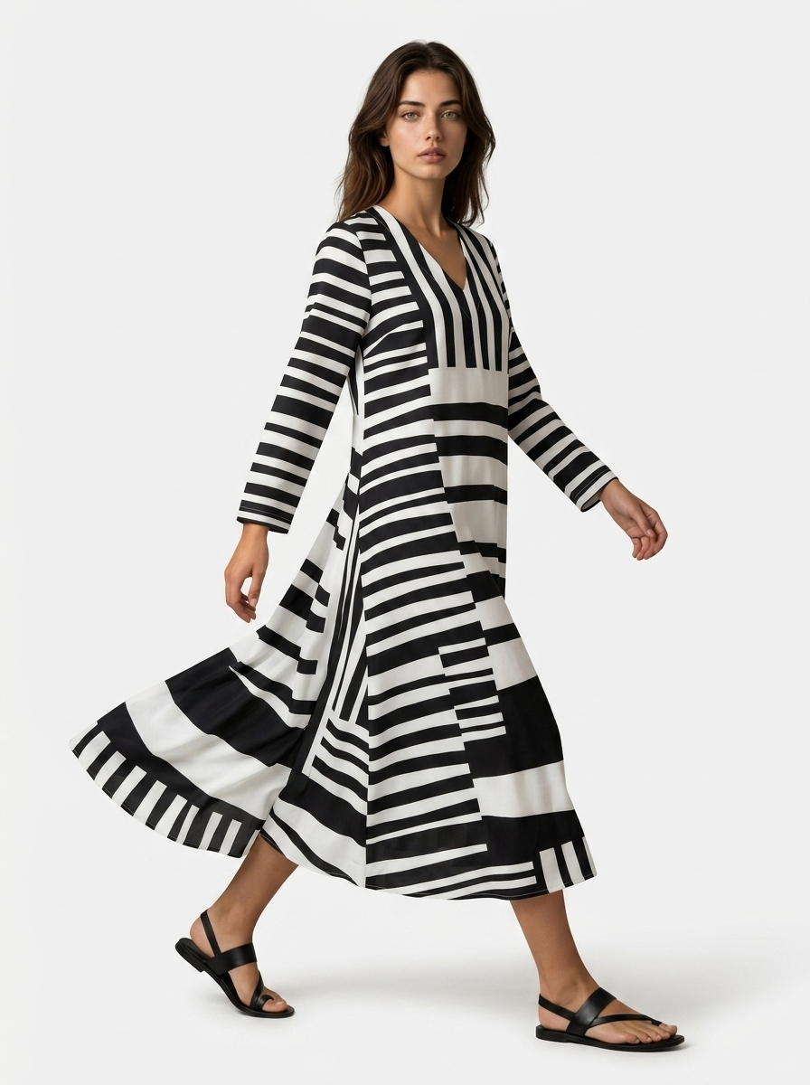 Raffiniertes geometrisches Kleid für einen modernen, eleganten Look Damen - - Dress - Concept Fashionlab