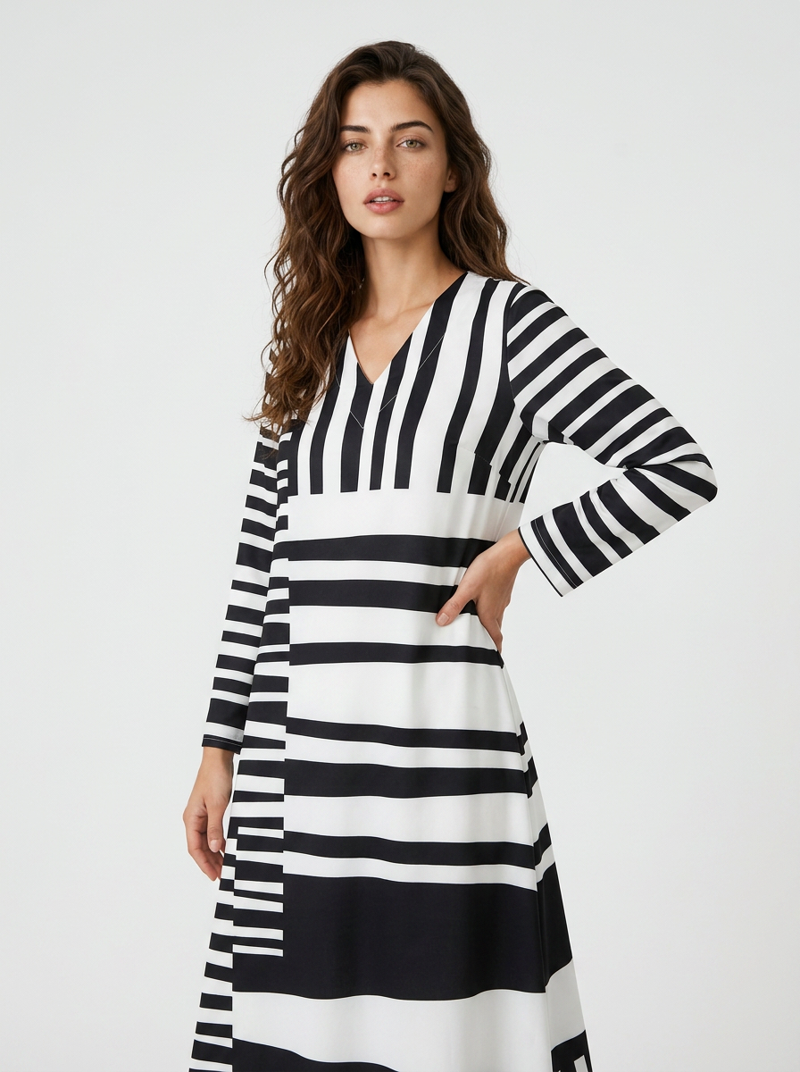 Raffiniertes geometrisches Kleid für einen modernen, eleganten Look Damen - - Dress - Concept Fashionlab