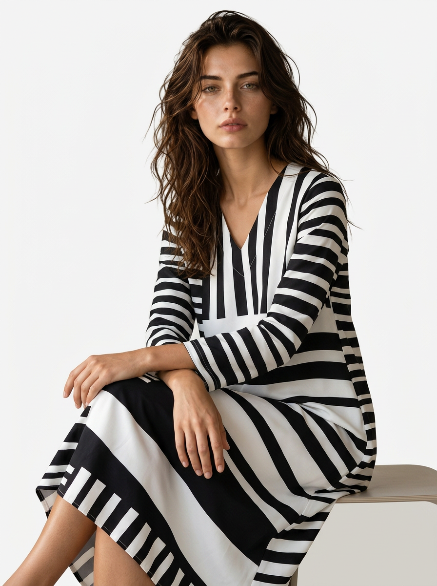 Raffiniertes geometrisches Kleid für einen modernen, eleganten Look Damen - - Dress - Concept Fashionlab
