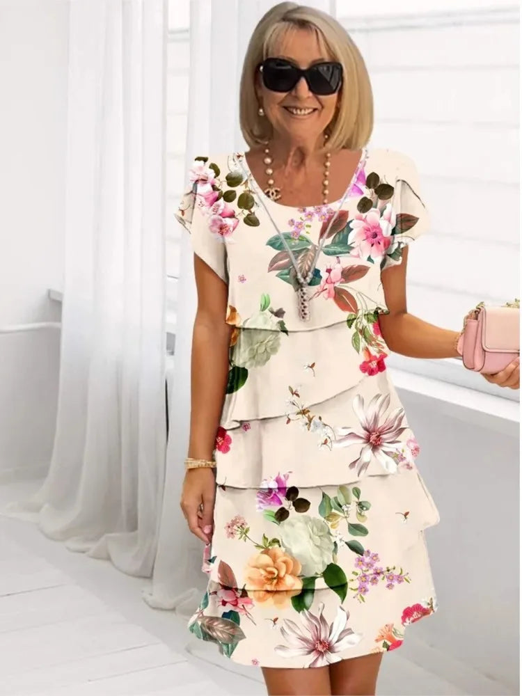 Helena | Elegantes Komfort-Rüschenkleid - Aprikose - - Cow Clothing