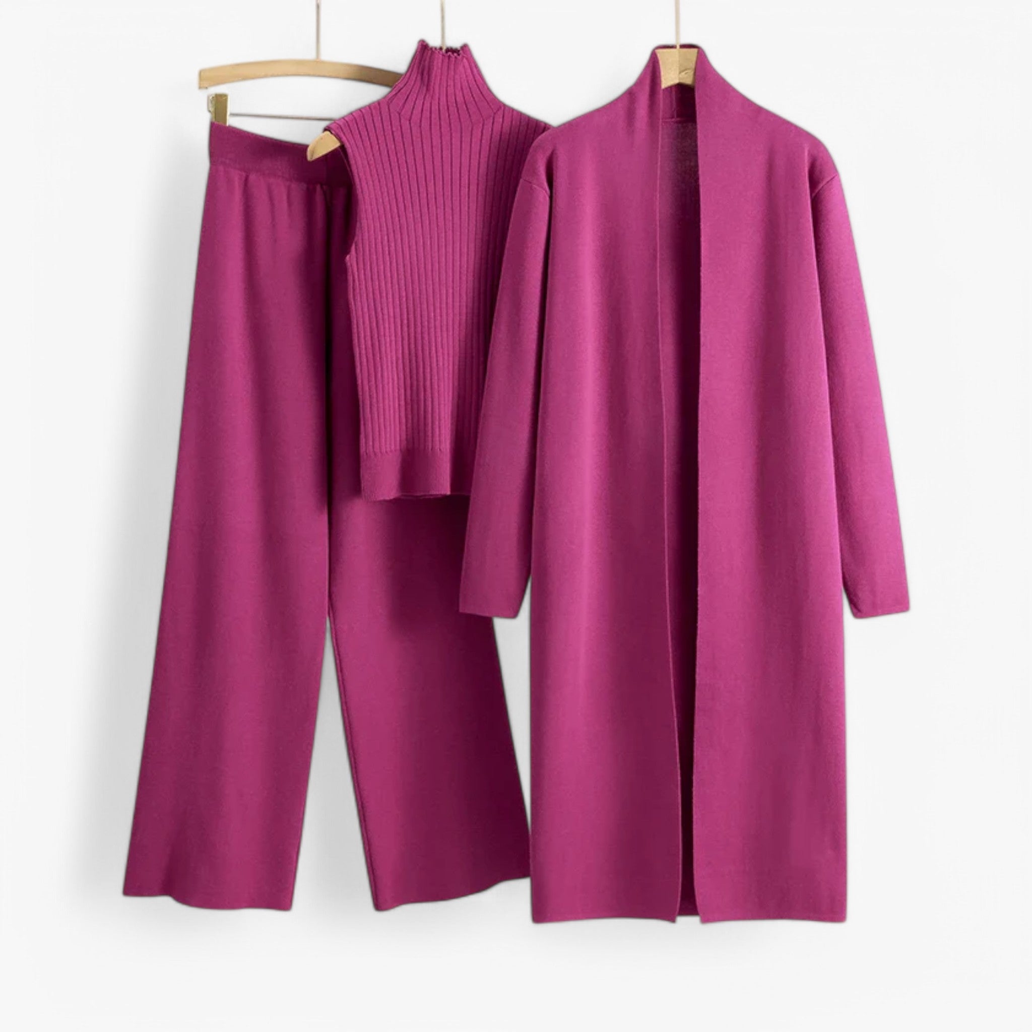 Ivy I Vintage Strickset 3-teilig - Rosa Einheitsgröße - Loungewear Set - Concept Odense