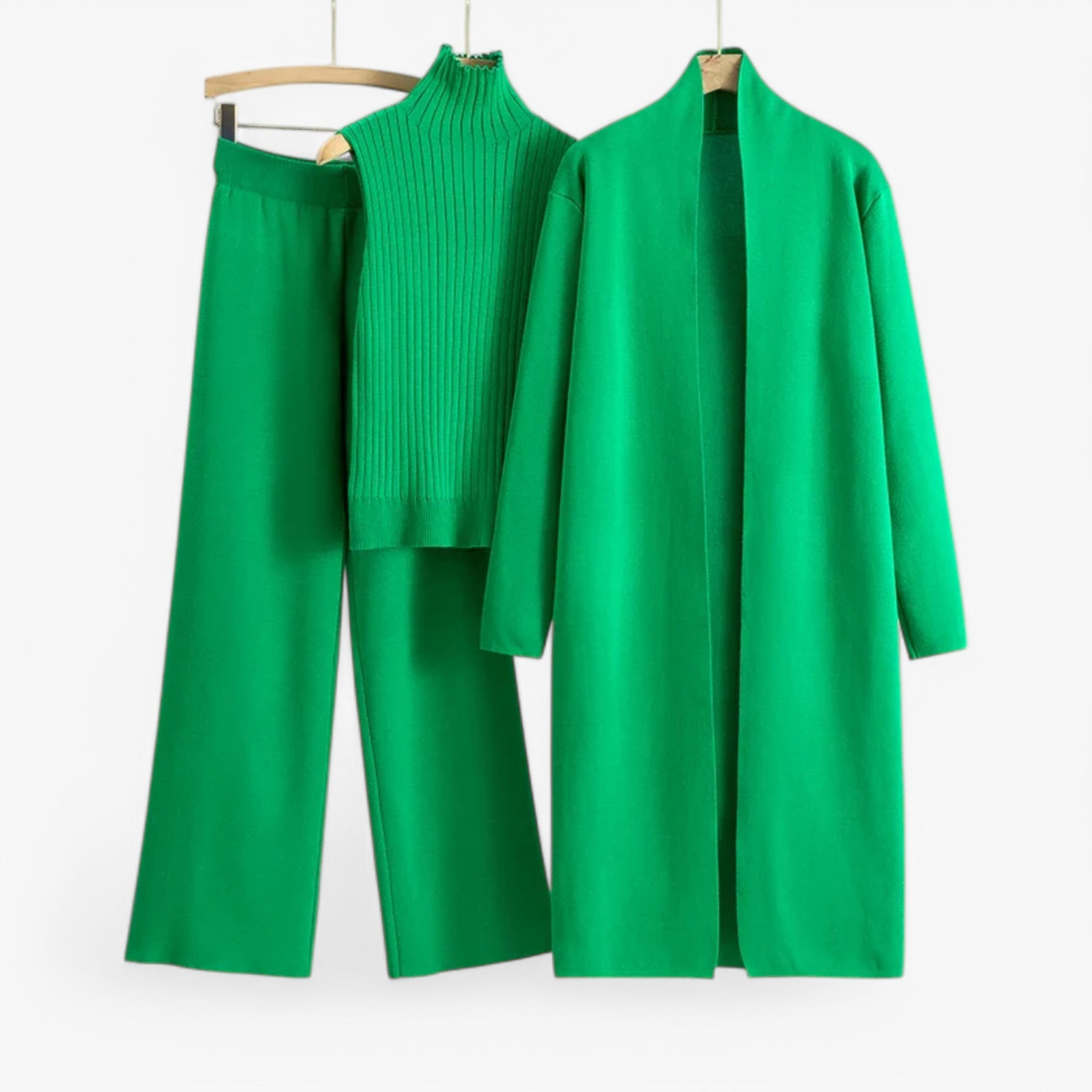 Ivy I Vintage Strickset 3-teilig - Grün Einheitsgröße - Loungewear Set - Concept Odense