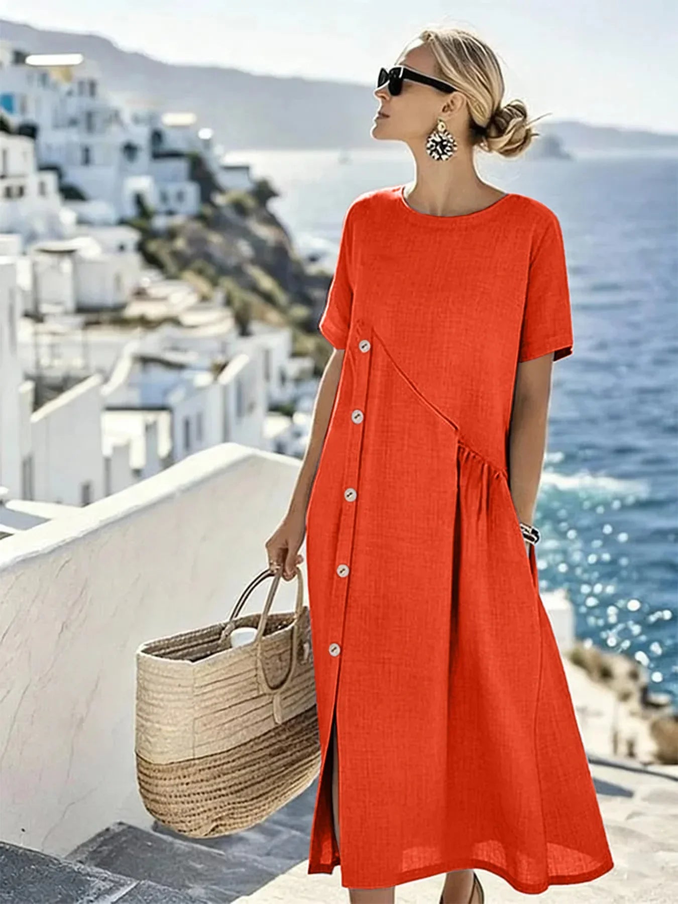 Talia | Midikleid - Rot - - Cow Clothing