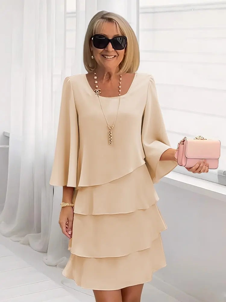 Catherine | Elegantes Komfort-Rüschenkleid - Khaki - - Cow Clothing