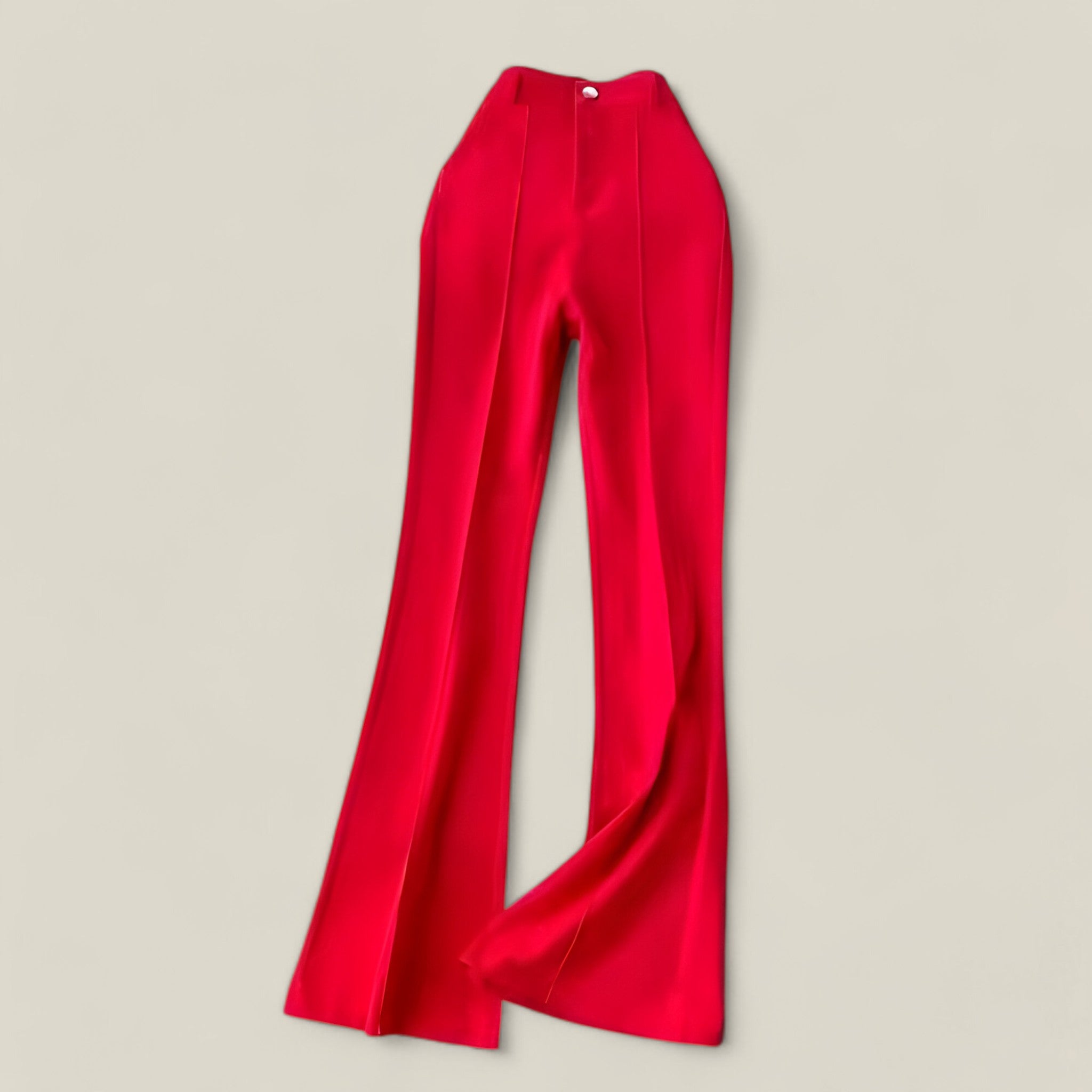 Emsie | Hoch taillierte plissierte Hose - Vintage-Komfort für den Herbst - Rot - - Concept Fashionlab