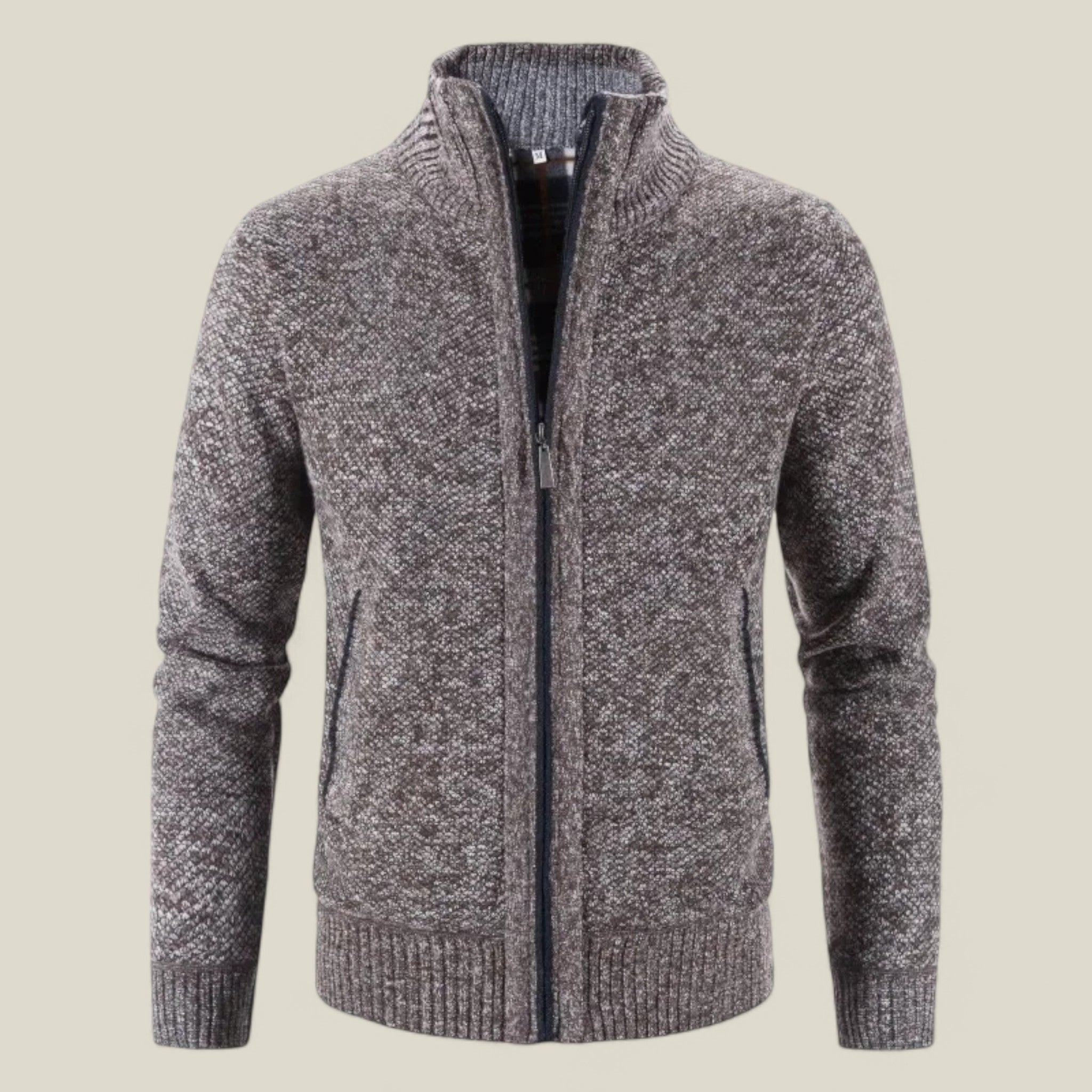 Lukas | Strickjacke für Herren mit Fleece - Warm und elegant - Braun - - Concept Fashionlab