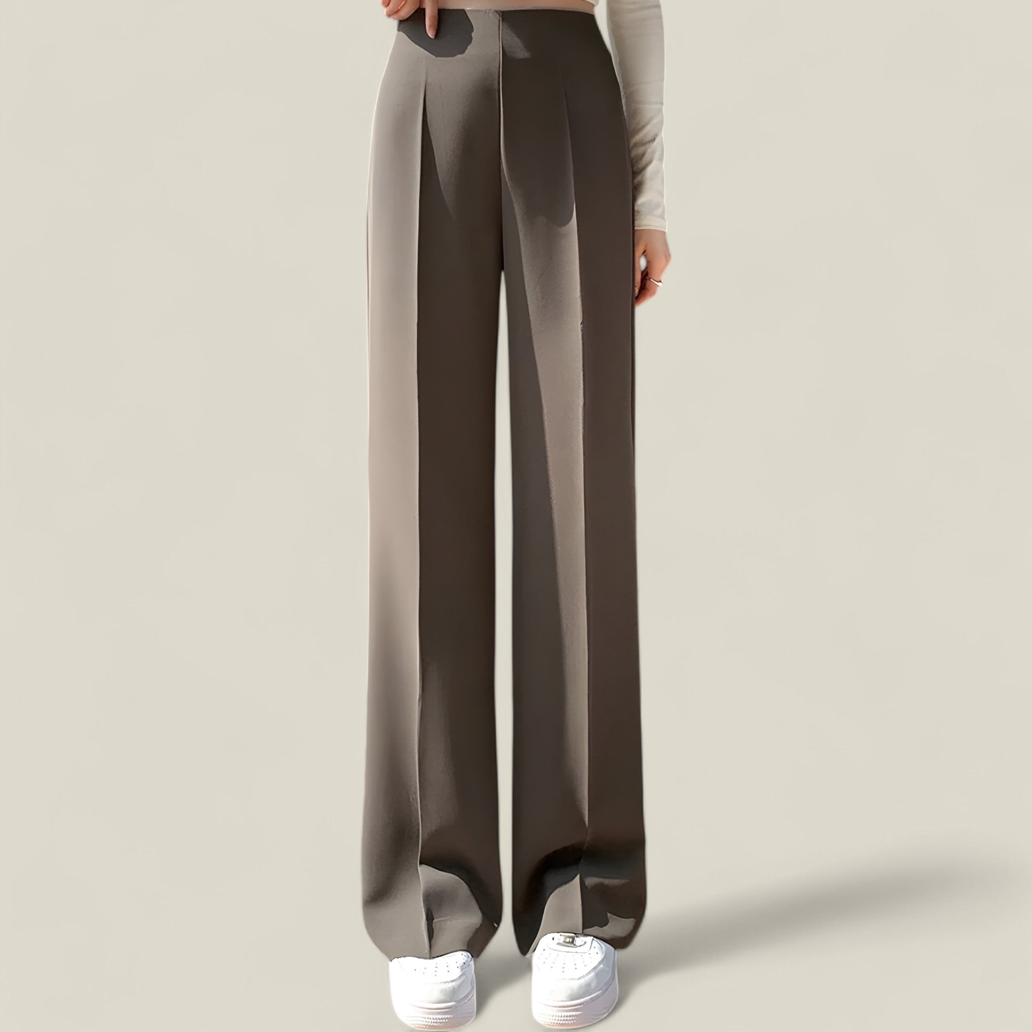 Lily | Hoch taillierte Hose - Volle Länge Falten für einen vielseitigen Stil - - - Concept Fashionlab