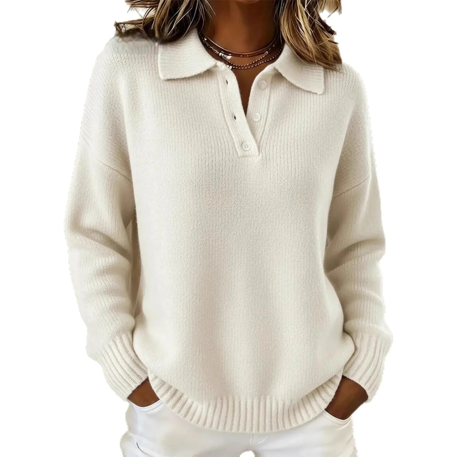 Duna – Strickpullover - Weiß - - Cow Clothing