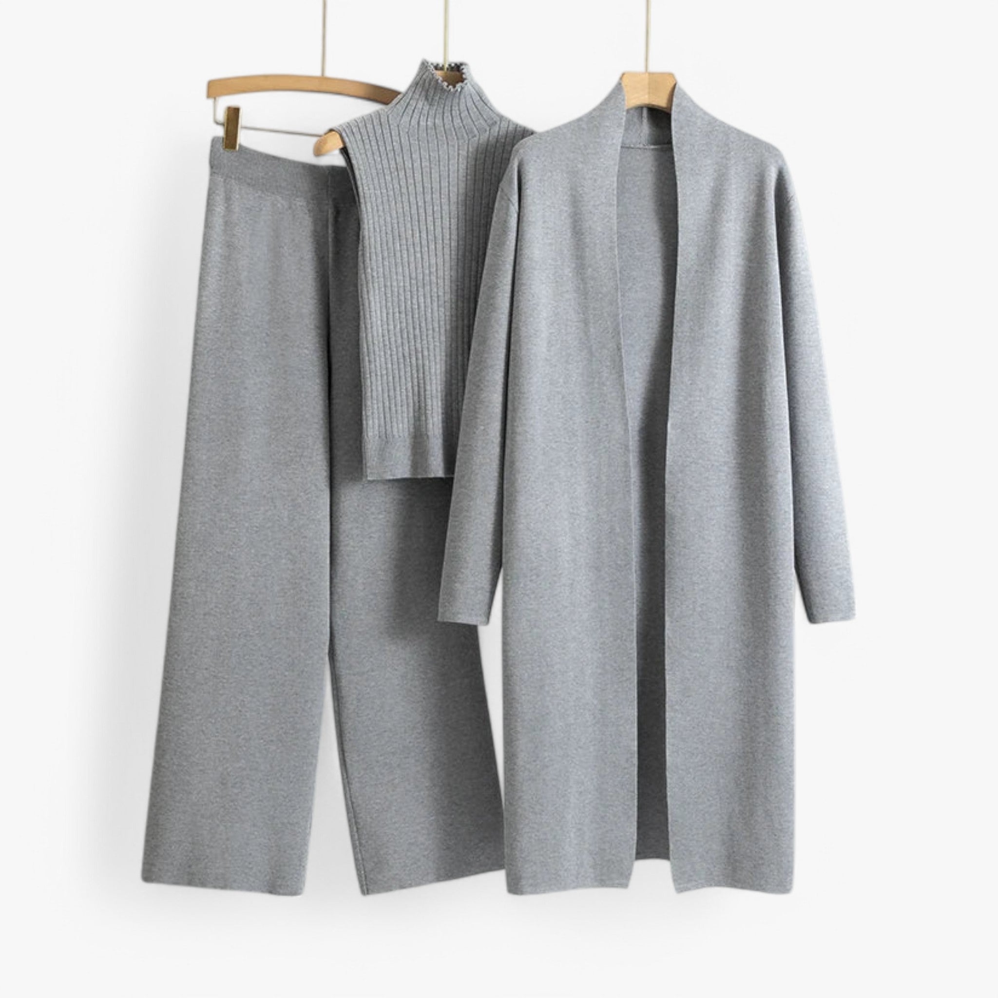 Ivy I Vintage Strickset 3-teilig - Grau Einheitsgröße - Loungewear Set - Concept Odense