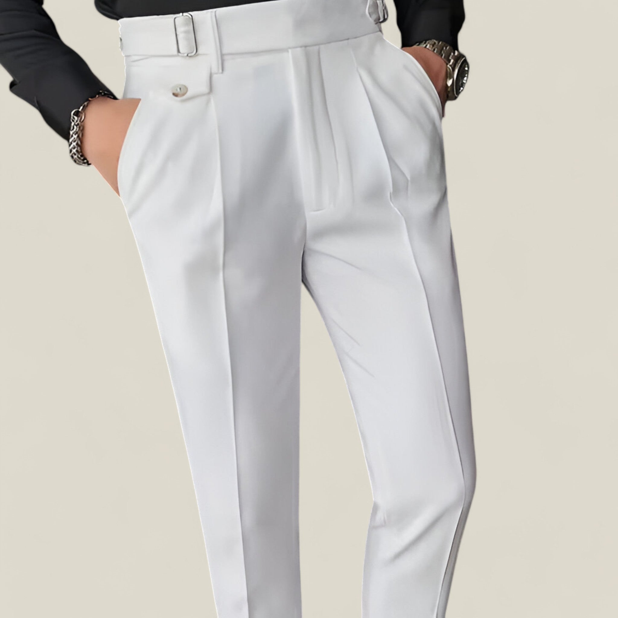 Jakob | Slim-Fit-Hose im Britischen Stil - Eleganz Business Casual - Weiß - - Concept Fashionlab