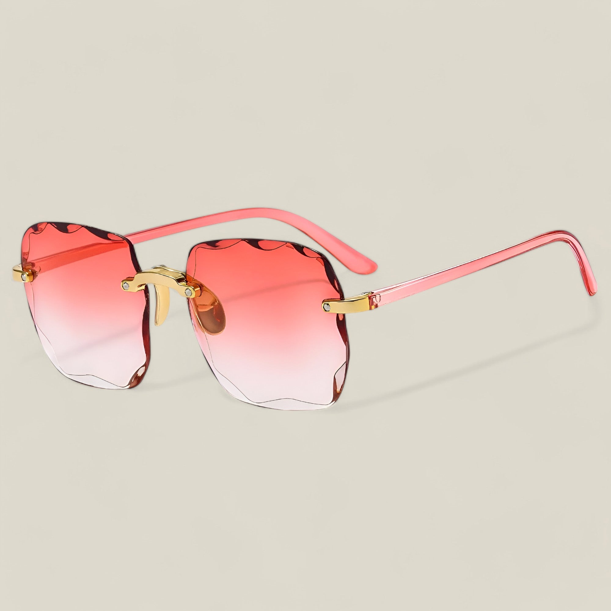 Kamila | Elegante rahmenlose Sonnenbrille mit UV-Schutz - Rot - - Concept Fashionlab