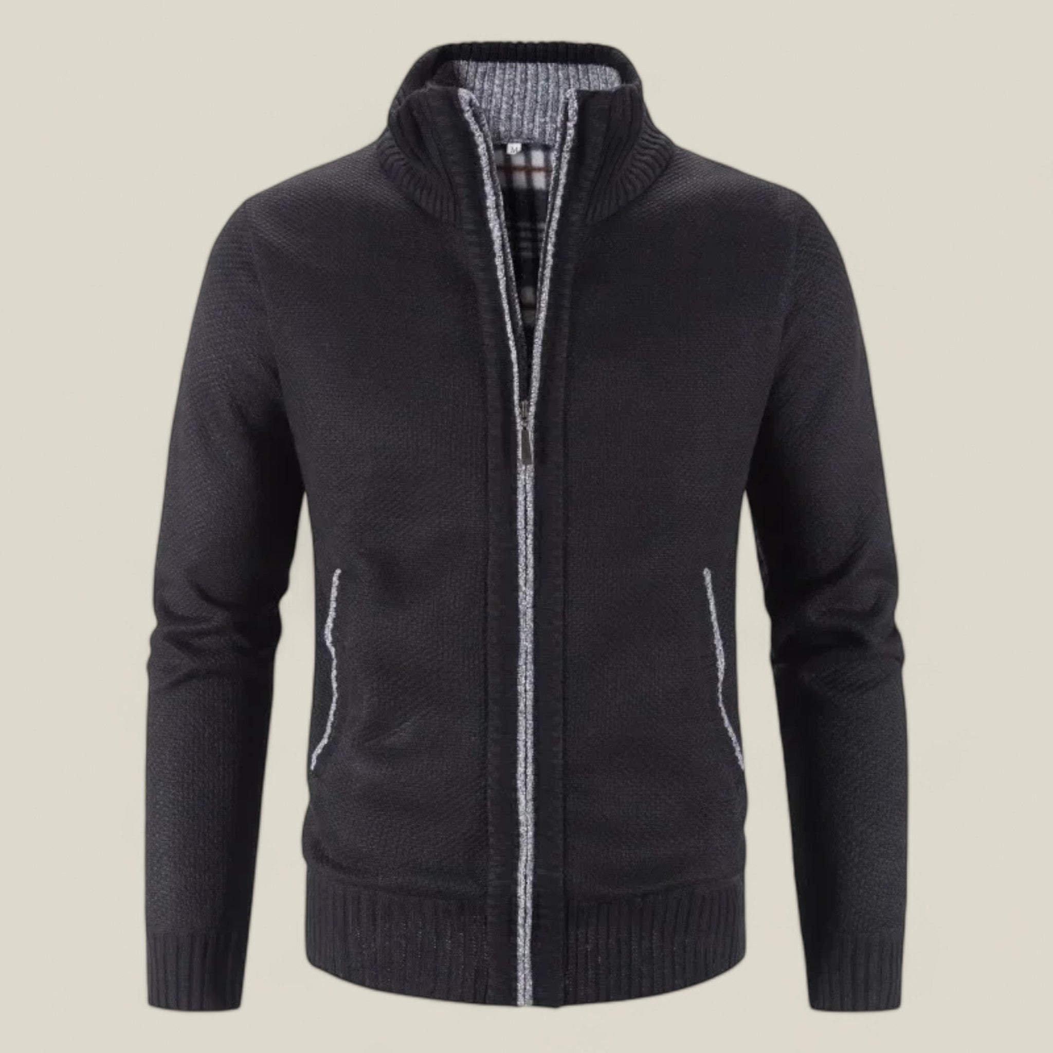 Lukas | Strickjacke für Herren mit Fleece - Warm und elegant - Schwarz - - Concept Fashionlab