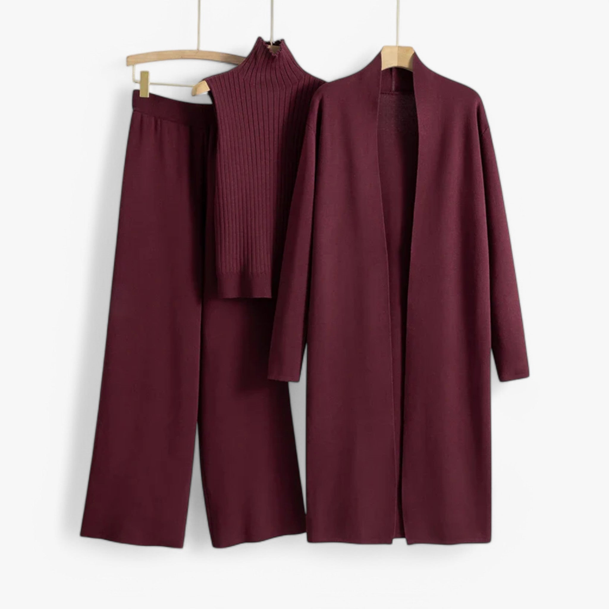 Ivy I Vintage Strickset 3-teilig - Rot Einheitsgröße - Loungewear Set - Concept Odense