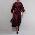 Damen Maxikleid mit Fledermausärmeln – Mühelose Eleganz mit einer