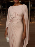Elegantes plissiertes Drapé-Maxikleid