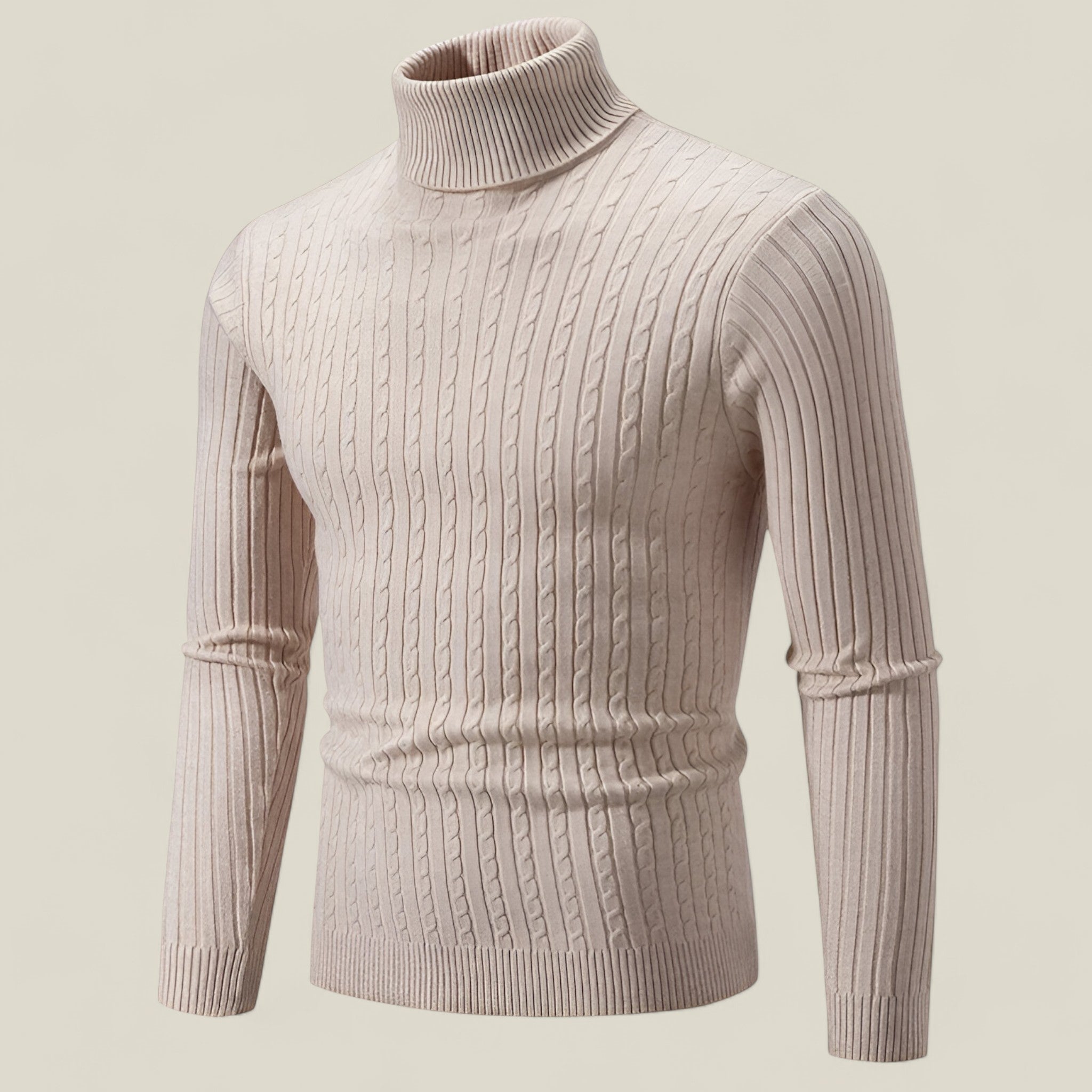 Hex | Rollkragenpullover für Herren – Lässige Wärme für die Außenbereiche im Winter - Beige - - Concept Fashionlab