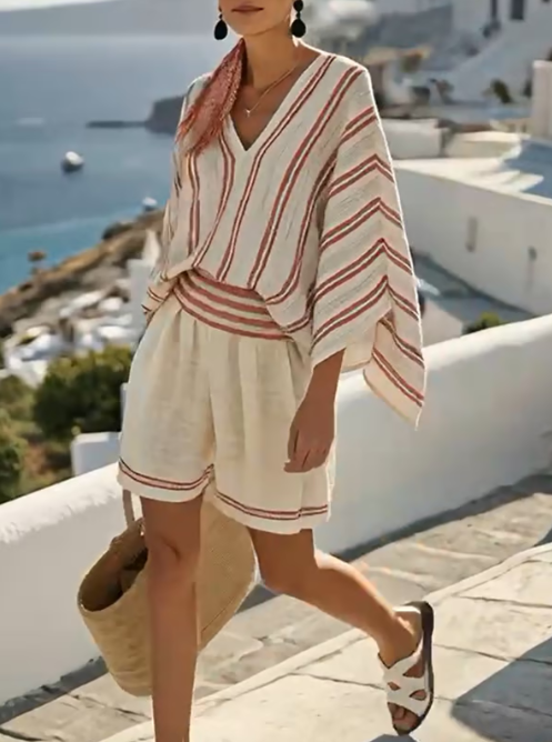 Georgia | Gestreiftes Sommer-Set für mühelosen Küstenlook - - Striped Summer Set - Concept Fashionlab