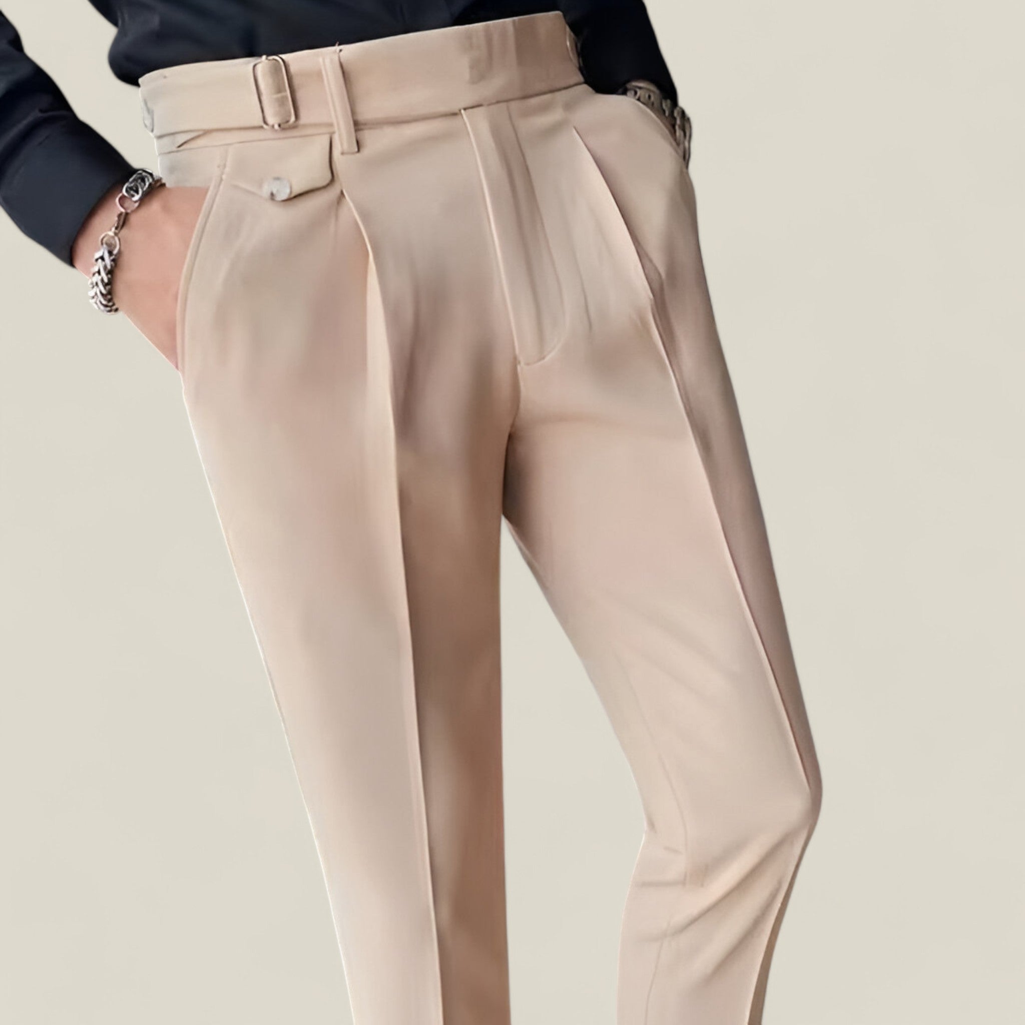 Jakob | Slim-Fit-Hose im Britischen Stil - Eleganz Business Casual - Khaki - - Concept Fashionlab