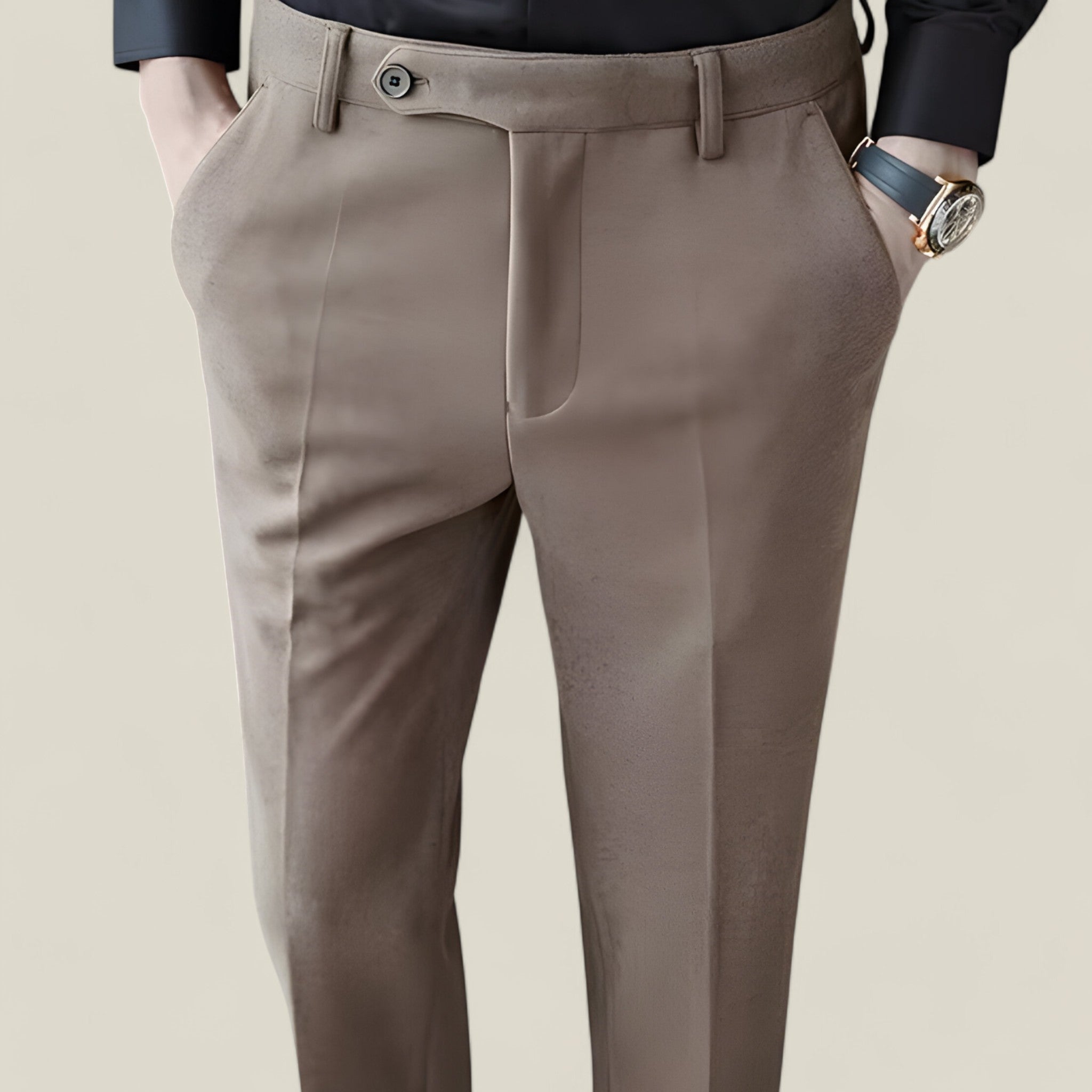 Adam | Slim Fit Wollhose - Luxuskomfort für Herbst und Winter - Khaki - - Concept Fashionlab