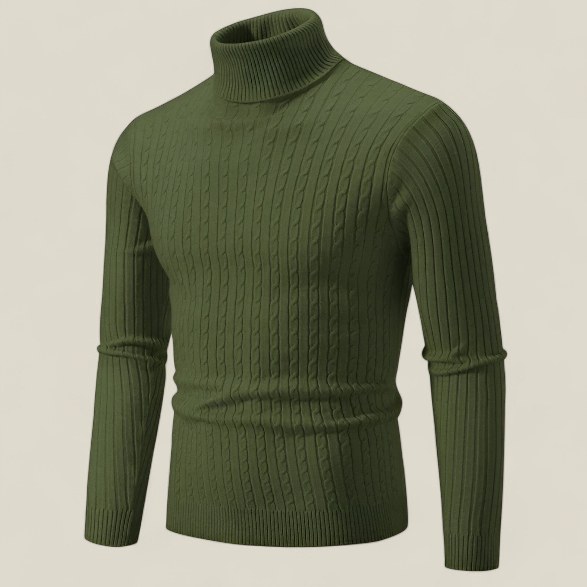 Hex | Rollkragenpullover für Herren – Lässige Wärme für die Außenbereiche im Winter - Olive - - Concept Fashionlab