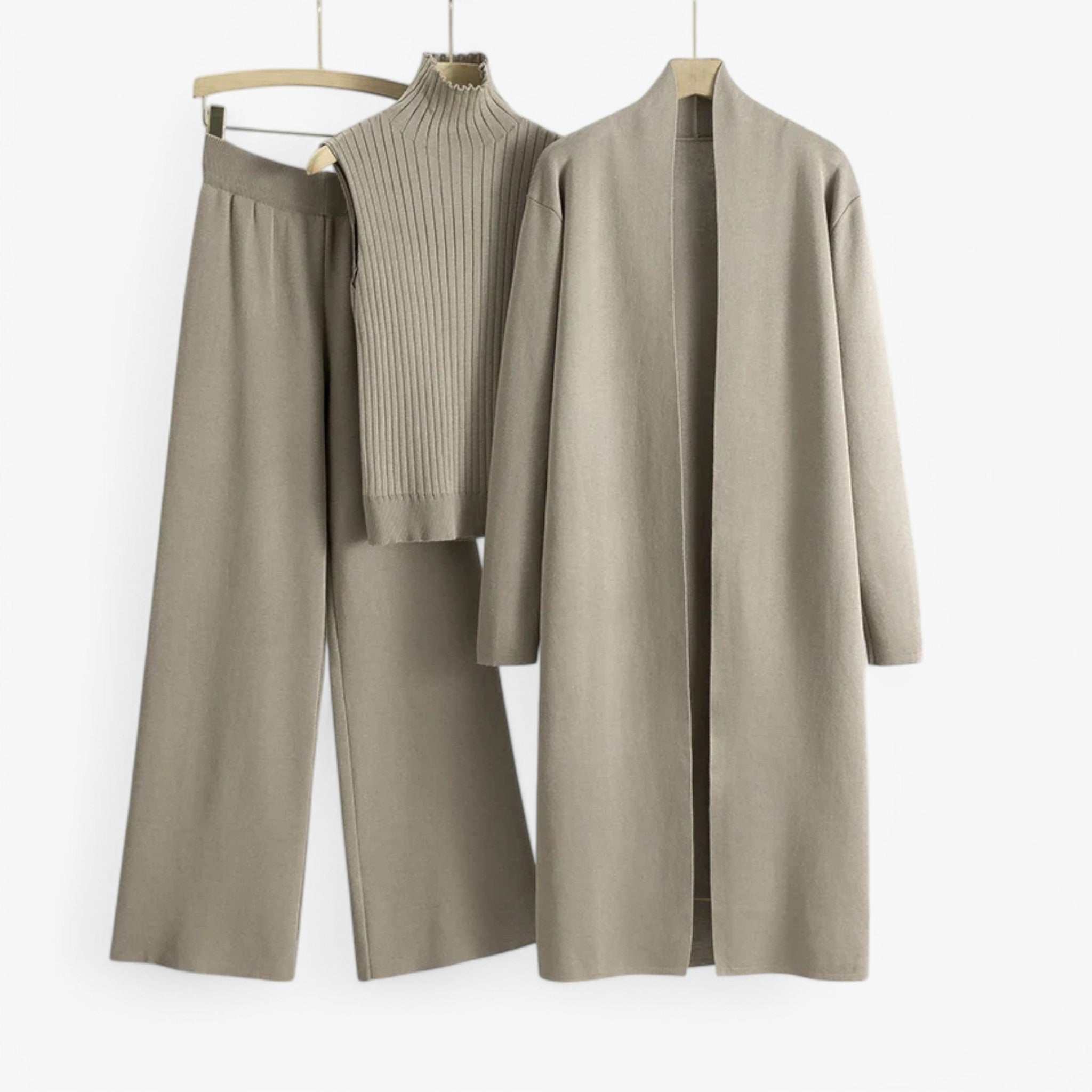 Ivy I Vintage Strickset 3-teilig - Braun Einheitsgröße - Loungewear Set - Concept Odense