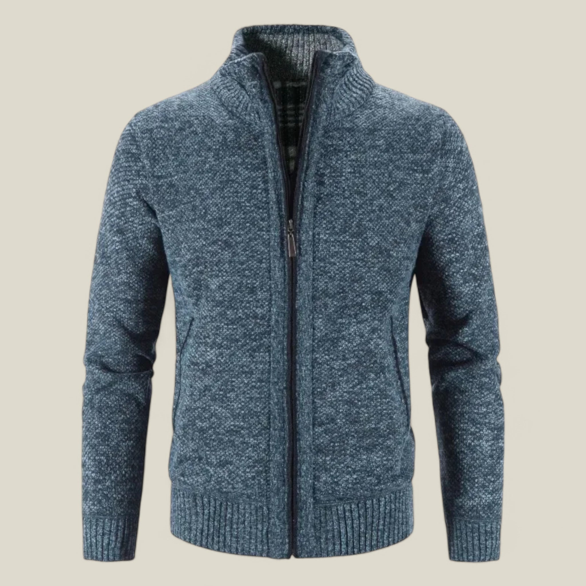 Lukas | Strickjacke für Herren mit Fleece - Warm und elegant - Blau - - Concept Fashionlab