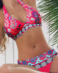 Damen Bikini mit floralem und geometrischem Muster