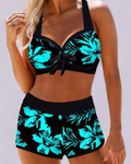 Damen Elegante hoch taillierte Badesachen mit schönem Blumenmuster
