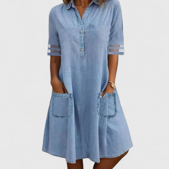 Brittany | Figurschmeichelndes Jeanskleid - Blau - Women > Dresses - Cow Clothing