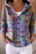 Strickjacke mit 3D-Druck im Kunst-Look – Warm & Elegant