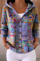 Strickjacke mit 3D-Druck im Kunst-Look – Warm & Elegant