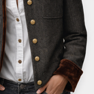 Tweed-Jacke mit Samtbesatz Damen