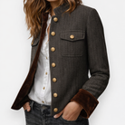 Tweed-Jacke mit Samtbesatz Damen