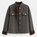 Tweed-Jacke mit Samtbesatz Damen