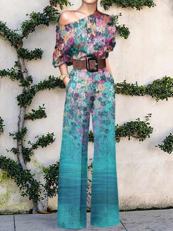 Nova - künstlerischer Jumpsuit - Ozeanblüten-Verlauf - Jumpsuit - Concept Fashionlab Boutique