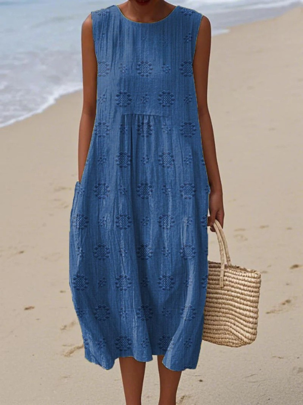 Cara | Bequemes Midikleid - Blau - - Cow Clothing