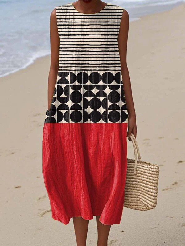 Cara | Bequemes Midikleid - Rot - - Cow Clothing