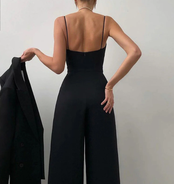 Livia - Spaghettiträger-Jumpsuit mit weitem Bein - - Jumpsuit - Concept Fashionlab Boutique