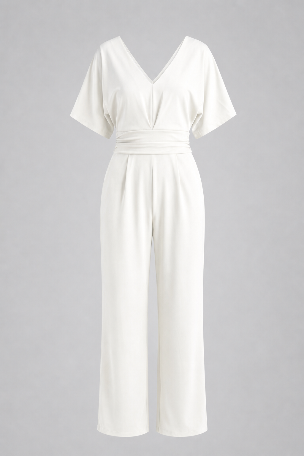 Lena - Eleganter V-Ausschnitt-Jumpsuit - Weiß - Jumpsuit - Concept Fashionlab Boutique