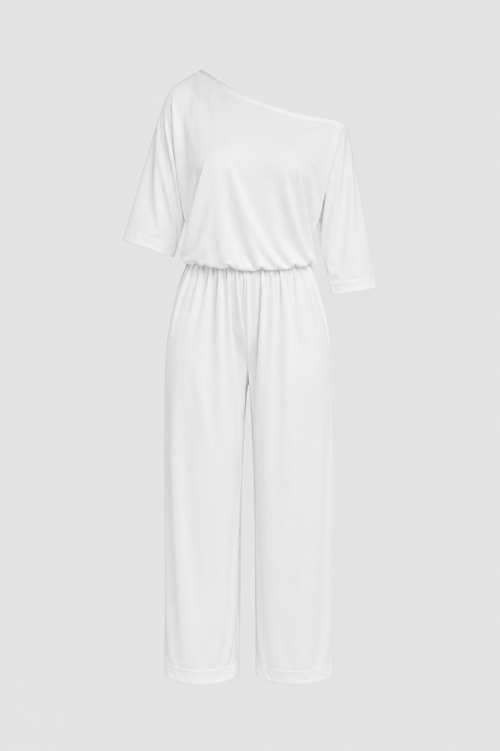Lydia | Damen-Chic Frühlings-Jumpsuit mit einer einseitigen Schulter - Weiß - Jumpsuit - Concept Fashionlab