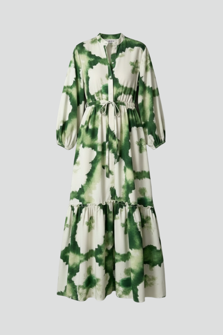 Lucy | Damen-Langarm-Maxikleid mit V-Ausschnitt und Druck - - Maxi Dress - Concept Fashionlab