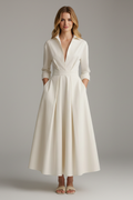 Damen-Midikleid mit Knopfleiste vorne und Kragen