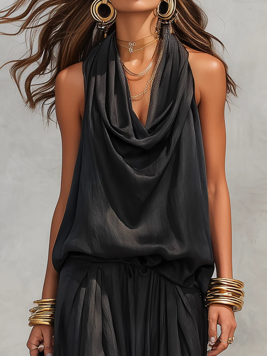 Serena Neckholder-Top und Plisseehose Set - - Matching Sets - Cow Clothing